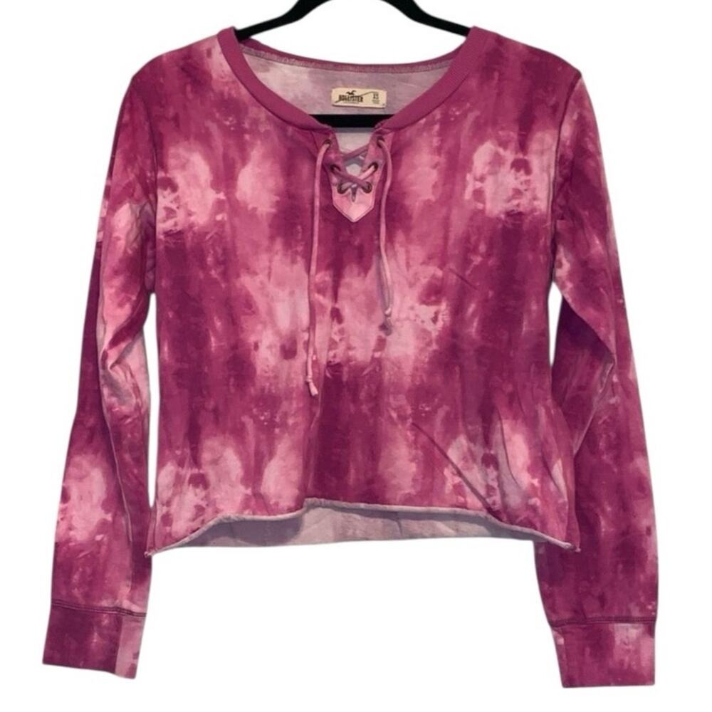 Hollister Tie Dye Cropped Long Sleeve Tee Shirt